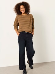 FatFace Brown Textured Fairilse Sparkle Crew Sweat - Image 3 of 6