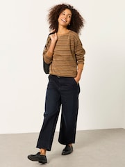 FatFace Brown Textured Fairilse Sparkle Crew Sweat - Image 5 of 6
