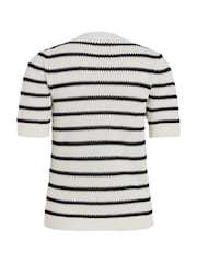 VILA White O-Neck Short Sleeve Textured Knit Top - Image 5 of 5