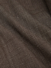 Reiss Chocolate Brown Penso Wool Check Double-Breasted Suit Blazer Classic-Fit - Image 8 of 8