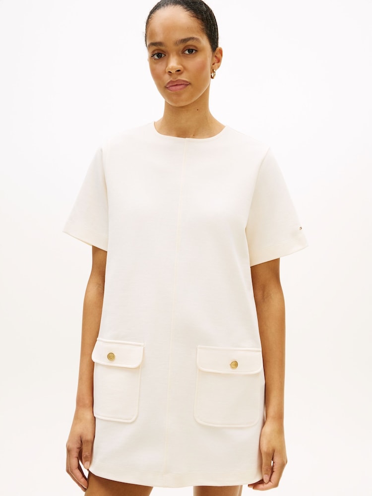 cream t shirt dress boohoo Women's Premium Jersey Knot Side T-Shirt Dress in Cream | Size: 12