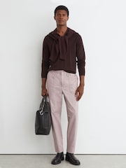 Rosa - Pantalones Reiss Snap de mezcla de algodón ligeros y corte ajustado. - Imagen 1 de 6