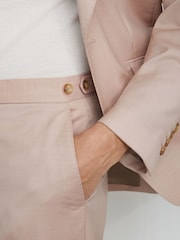 Reiss Dusty Pink United Wool Suit Tailored-Fit Trousers - Image 4 of 6