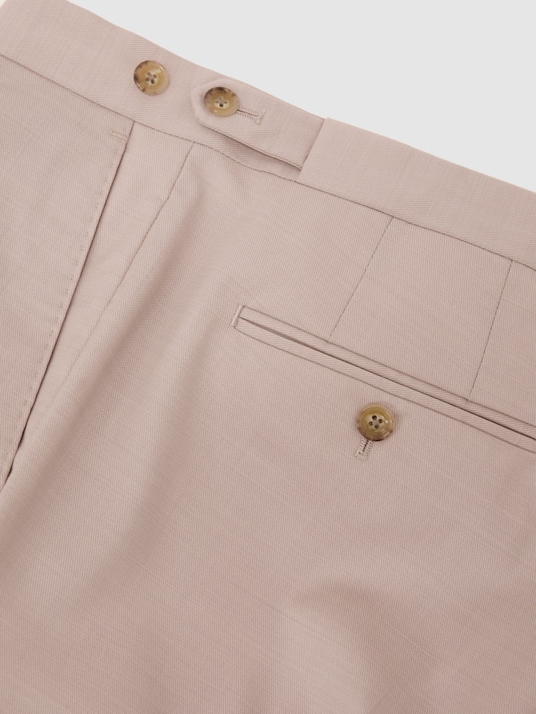 Reiss Dusty Pink United Wool Suit Tailored-Fit Trousers - Image 6 of 6