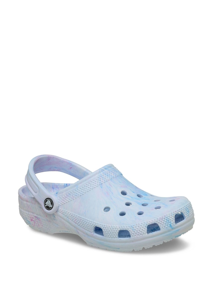 Crocs Blue Adult Classic Marbled Clogs - Image 2 of 6