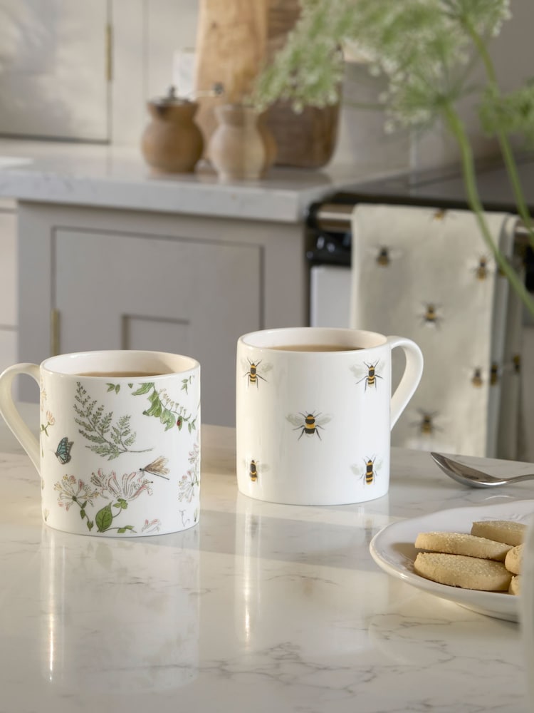 Sophie Allport White Bees Standard Mug - Image 1 of 2 Sophie Allport White Bees Standard Mug - Image 1 of 2