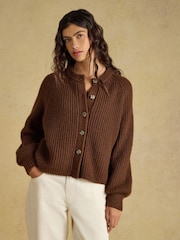 Joules Chocolate Brown Soft Handle Cardigan - Image 1 of 7