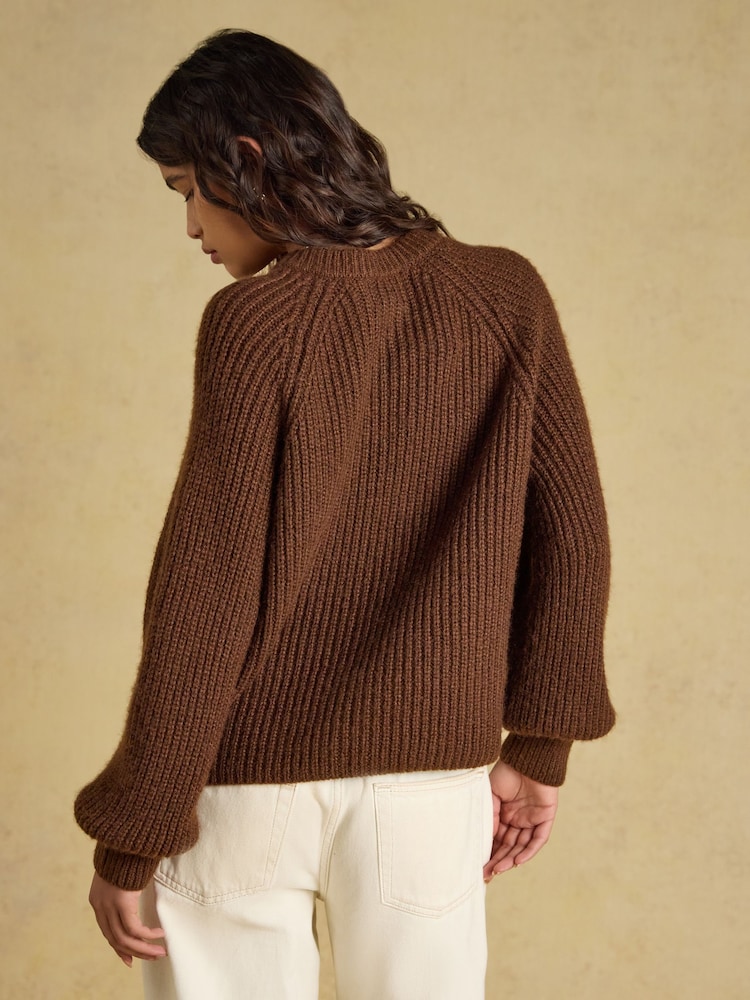 Joules Chocolate Brown Soft Handle Cardigan - Image 2 of 7 Joules Chocolate Brown Soft Handle Cardigan - Image 2 of 7