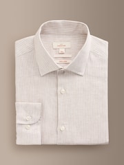 Beige Regular Fit Signature Linen Long Sleeve Smart Shirt - Image 1 of 3