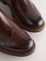 Brown Brogue Leather Chelsea Boots - Image 5 of 7