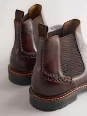 Brown Brogue Leather Chelsea Boots - Image 6 of 7