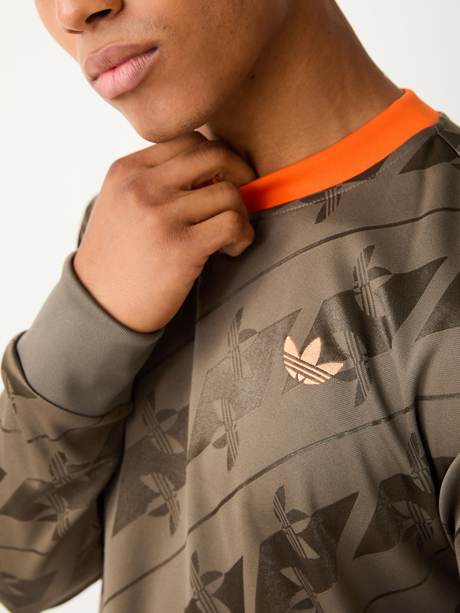 Buy adidas Originals Brown Jacquard Trefoil Long Sleeve Jersey