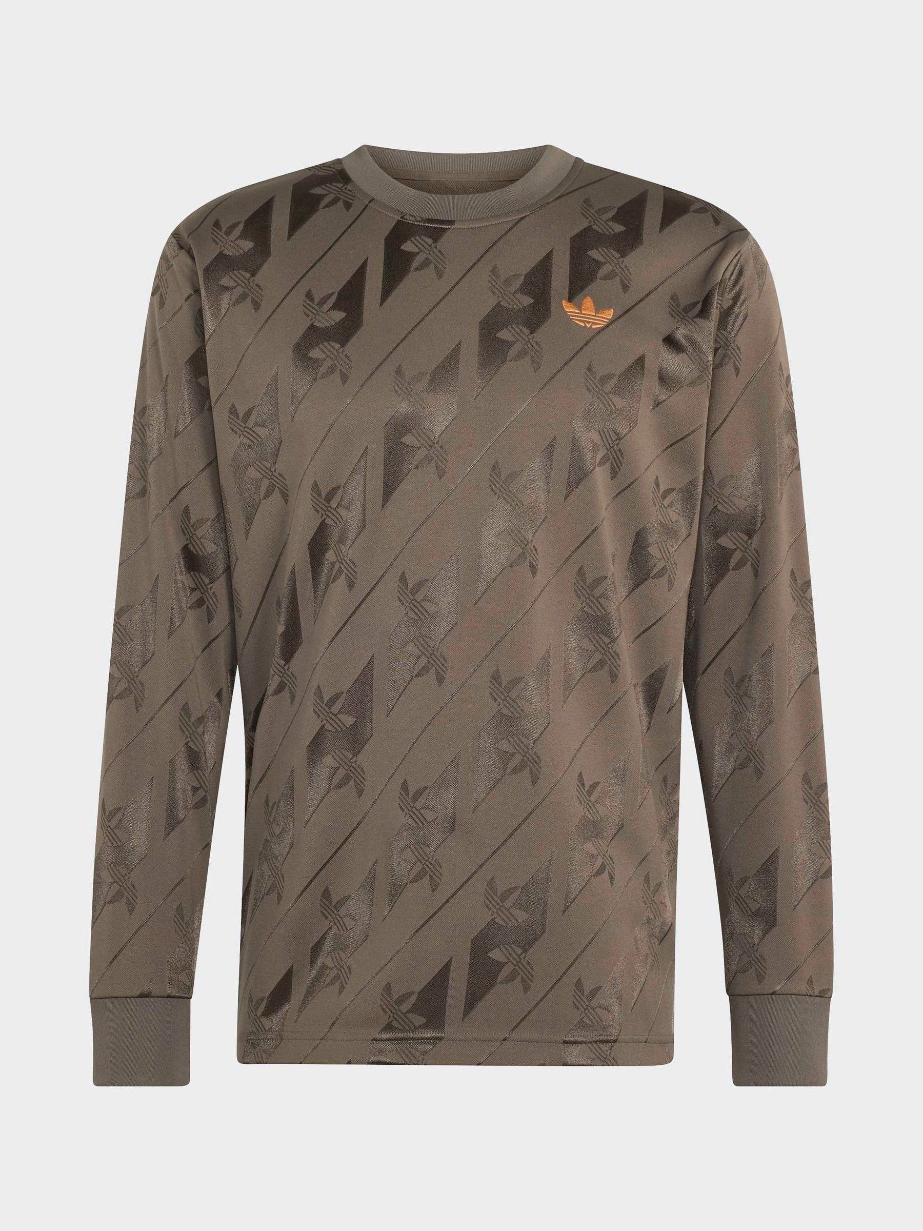 Buy adidas Originals Brown Jacquard Trefoil Long Sleeve Jersey