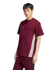 adidas Red Adidas Kit 3-Stripes Loose T-Shirt - Image 1 of 6