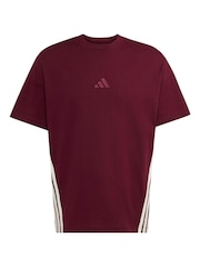 adidas Red Adidas Kit 3-Stripes Loose T-Shirt - Image 6 of 6
