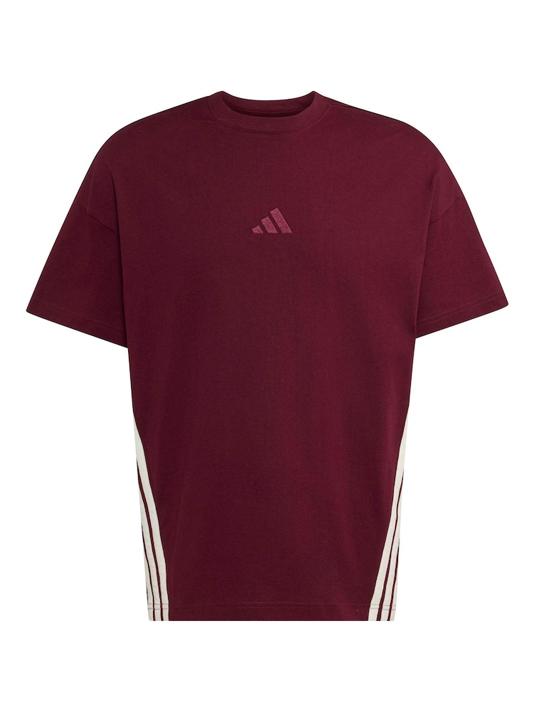 adidas Red Adidas Kit 3-Stripes Loose T-Shirt - Image 6 of 6 adidas Red Adidas Kit 3-Stripes Loose T-Shirt - Image 6 of 6