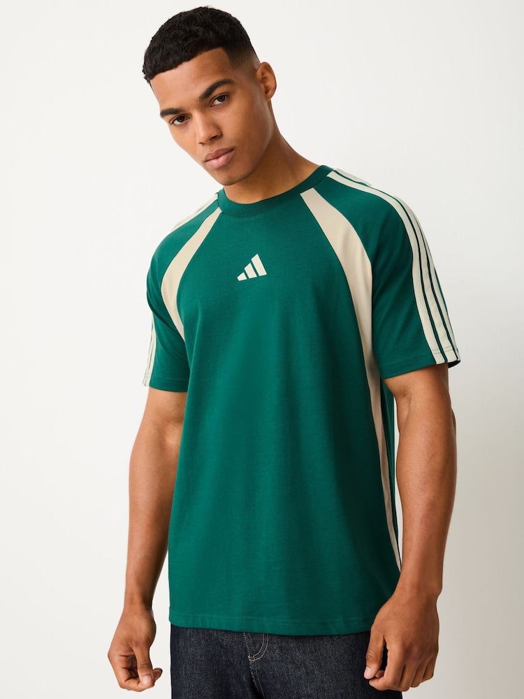 adidas Green Seasonal Essentials Colorblock T-Shirt - Image 1 of 5