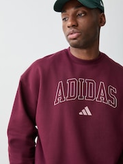 adidas Burgundy Seasonal Essentials Collegiate Fleece Crew Sweatshirt - Image 3 of 4