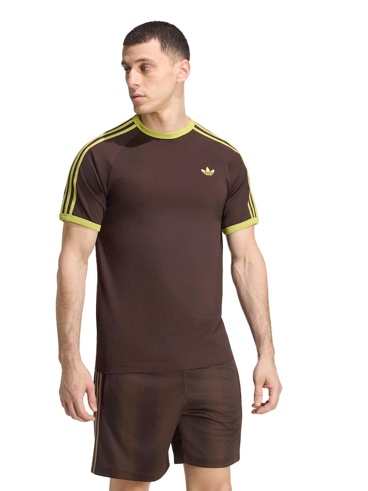 adidas Originals Brown 3-Stripes T-Shirt - Image 1 of 6