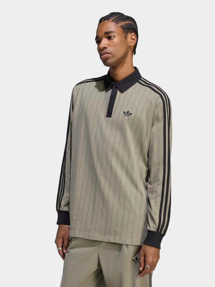 adidas Originals Pinstripes långärmad pikétröja - Bild 1 av 6