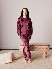 Berry Pink Bow Cosy Fleece Pyjamas (3-16yrs) - Image 1 of 8