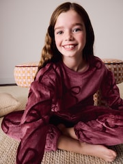Berry Pink Bow Cosy Fleece Pyjamas (3-16yrs) - Image 3 of 8