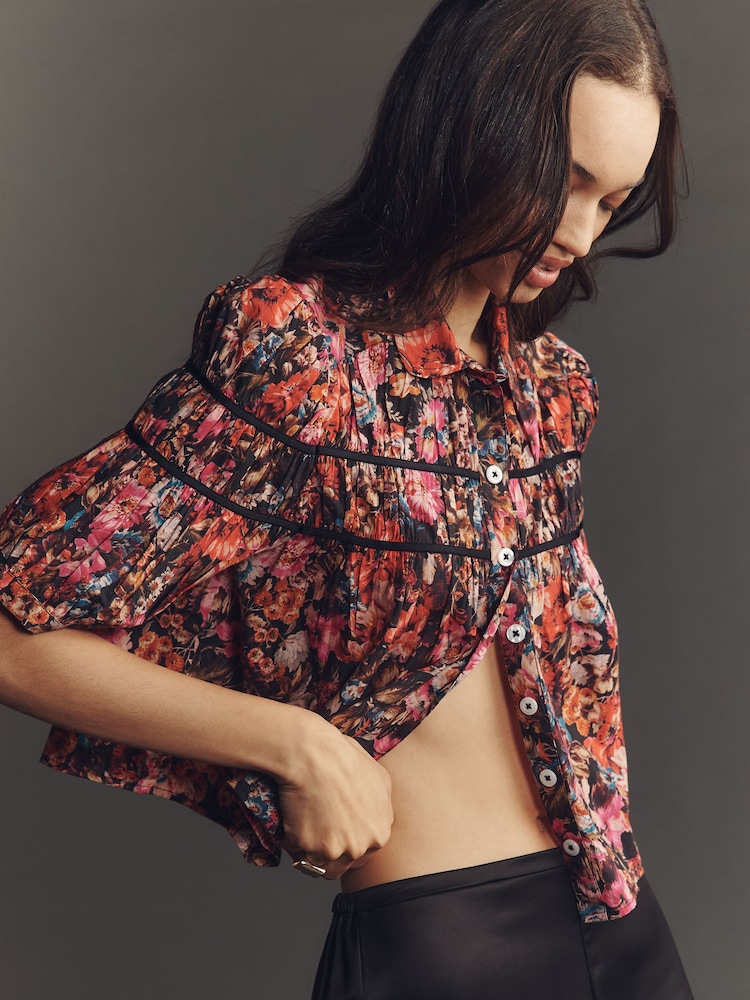 Anthropologie Maeve The Leandra Shirred Yoke Blouse - Image 1 of 3