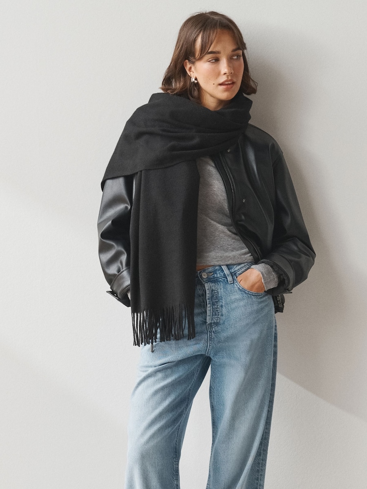 Black Midweight Scarf - Image 2 of 7 Black Midweight Scarf - Image 2 of 7