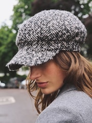 Monochrome Herringbone Baker Boy Cap - Image 1 of 6