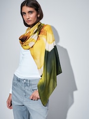 Green Blurred Floral Lightweight Scarf - Image 1 of 6