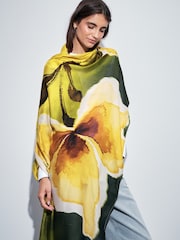 Green Blurred Floral Lightweight Scarf - Image 2 of 6