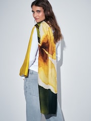 Green Blurred Floral Lightweight Scarf - Image 3 of 6