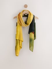 Green Blurred Floral Lightweight Scarf - Image 4 of 6