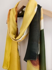 Green Blurred Floral Lightweight Scarf - Image 5 of 6