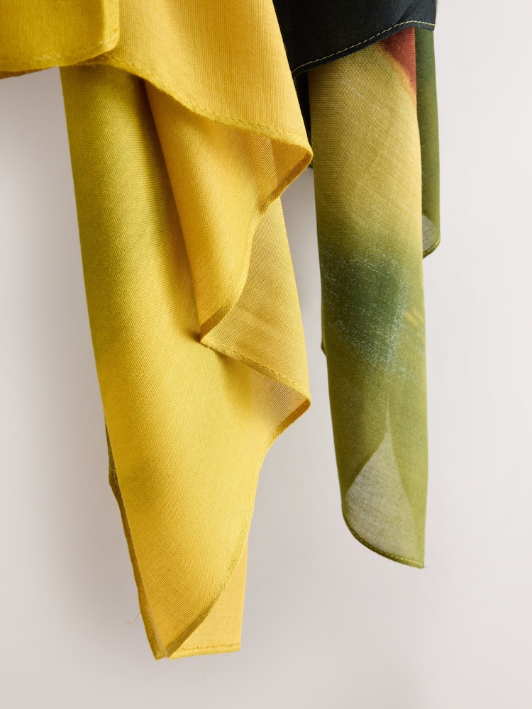 Green Blurred Floral Lightweight Scarf - Image 6 of 6
