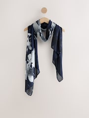 Navy Floral Print Lightweight Scarf - Image 1 of 3