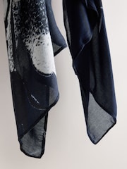 Navy Floral Print Lightweight Scarf - Image 3 of 3