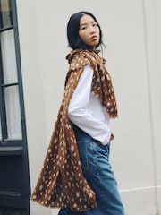 Brown Deer Print Lightweight Scarf - Image 3 of 7