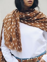 Brown Deer Print Lightweight Scarf - Image 4 of 7