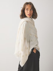 Ecru Foil Dove Print Lightweight Scarf - Image 2 of 6