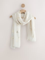 Ecru Foil Dove Print Lightweight Scarf - Image 4 of 6