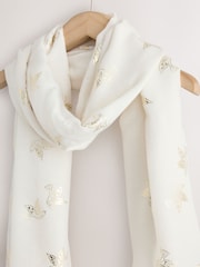 Ecru Foil Dove Print Lightweight Scarf - Image 5 of 6