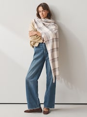 Grey/Blue Check Midweight Scarf - Image 2 of 8