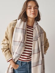 Grey/Blue Check Midweight Scarf - Image 4 of 8