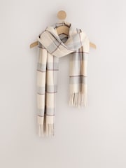 Grey/Blue Check Midweight Scarf - Image 6 of 8