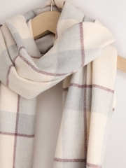 Grey/Blue Check Midweight Scarf - Image 7 of 8