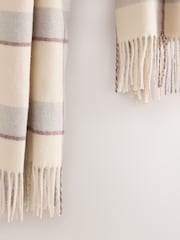Grey/Blue Check Midweight Scarf - Image 8 of 8