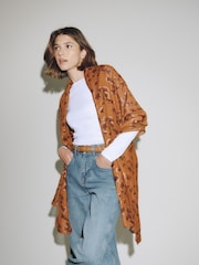 Ochre Floral Lightweight Scarf - Image 2 of 7