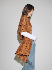 Ochre Floral Lightweight Scarf - Image 3 of 7