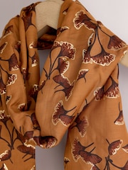 Ochre Floral Lightweight Scarf - Image 6 of 7